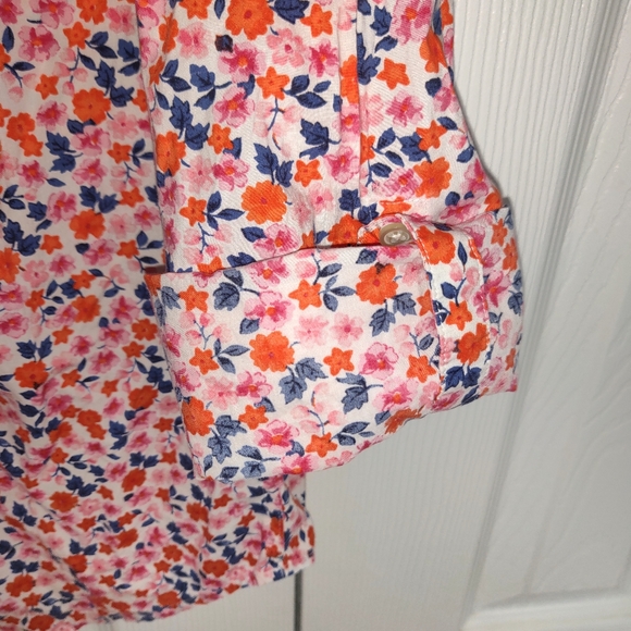 Talbots Floral Top Sz Med Long-Sleeved 100% Cotton Spring Summer - Picture 3 of 5